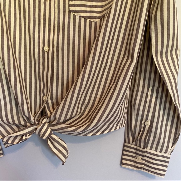 Madewell Striped Tie Front Long Sleeve Shirt - Picture 4 of 7